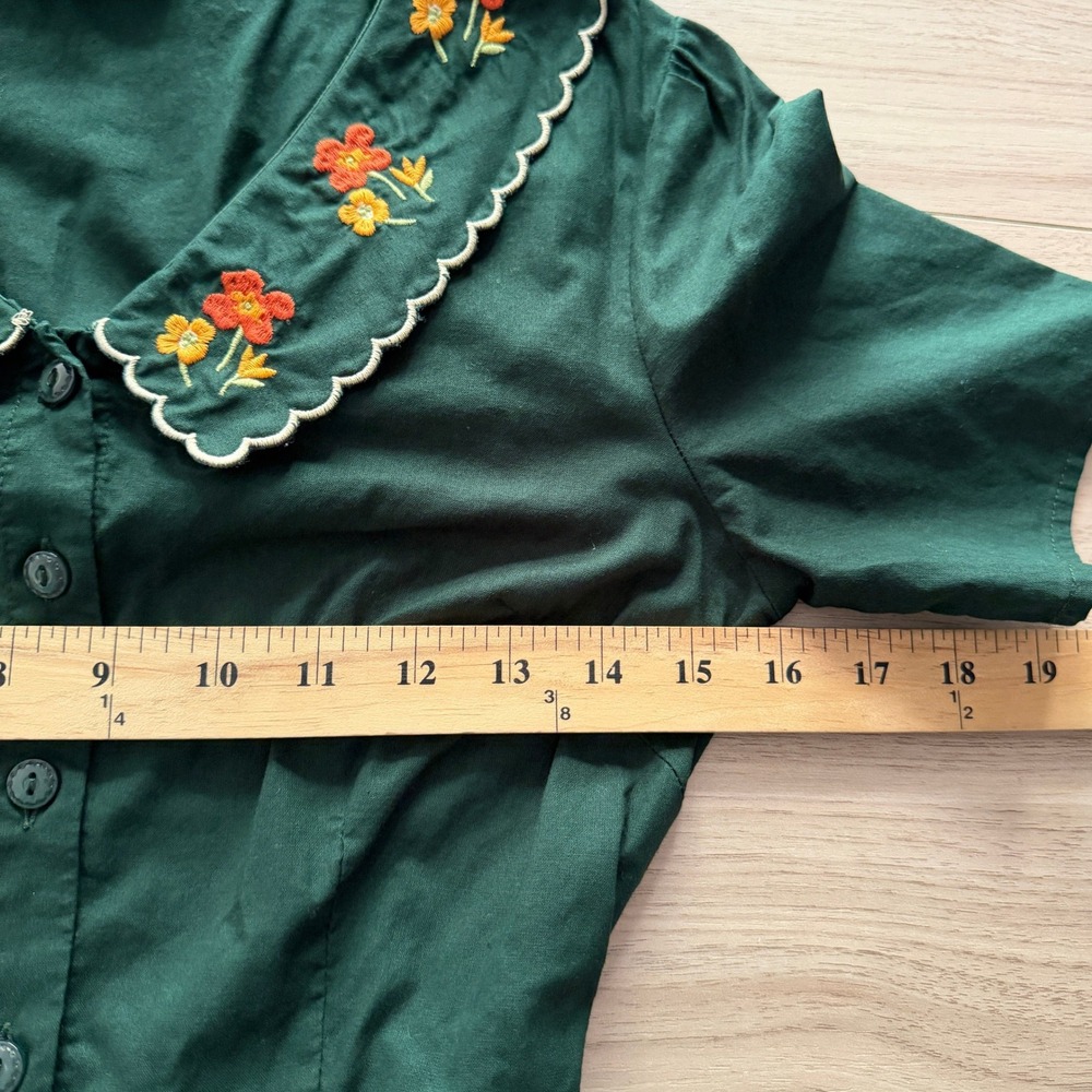 Princess Highway Embroidered Collar Dress‎ Green Goblincore Twee Daisy Chain - Picture 5 of 7